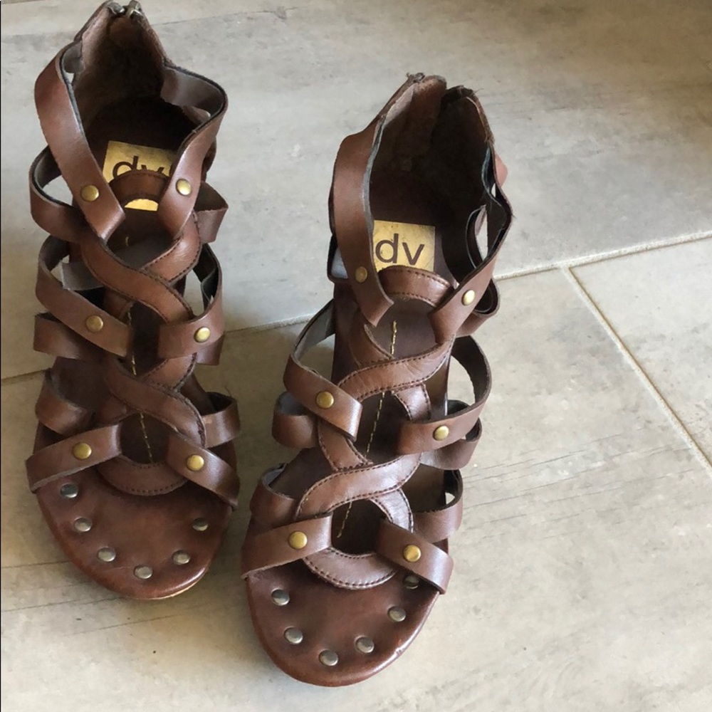 Brown studded wedges